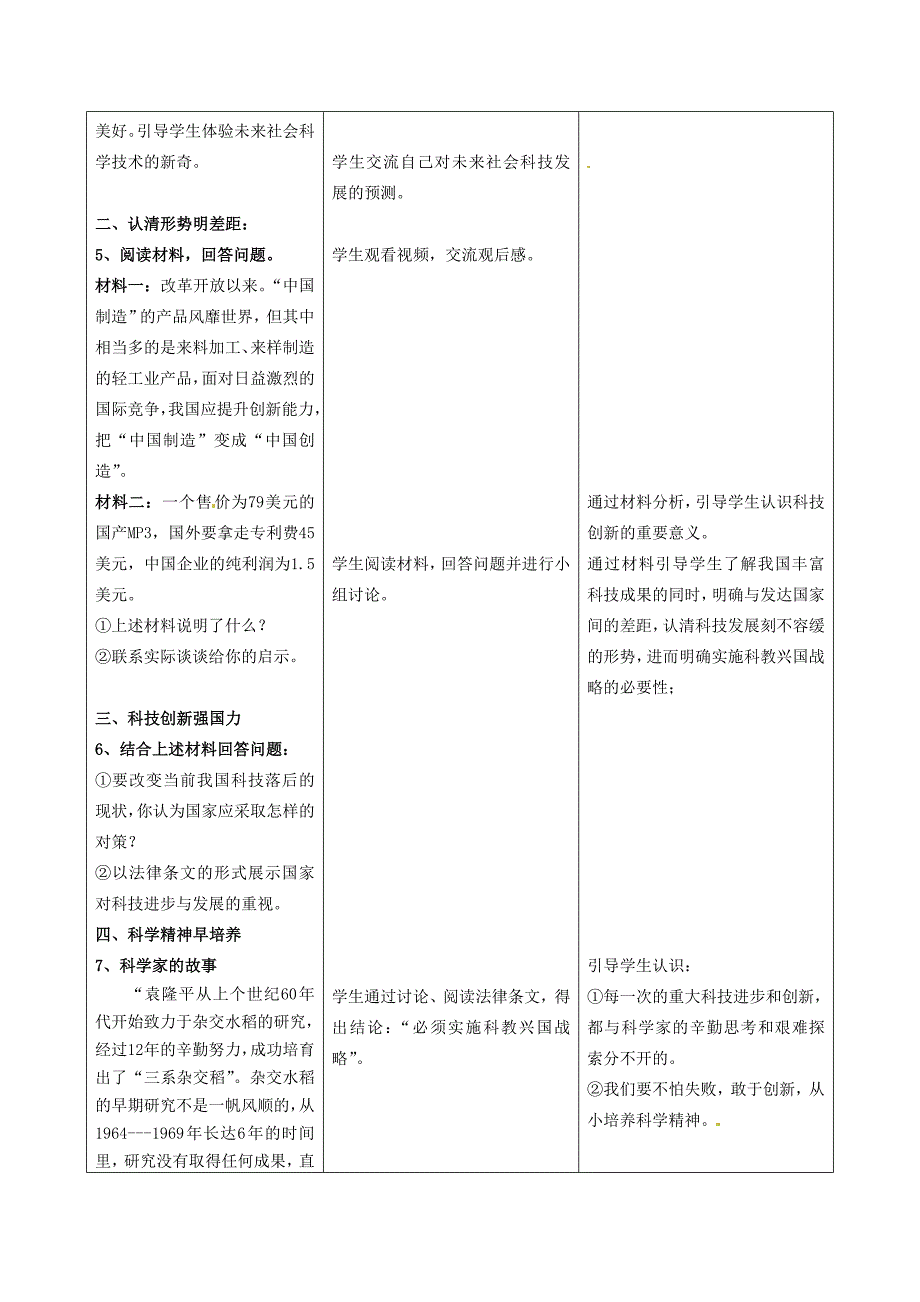 江苏省太仓市八年级政治下册第六单元复兴中华第19课科教兴国第1框感受科技创新导学案无答案苏教版通用_第4页