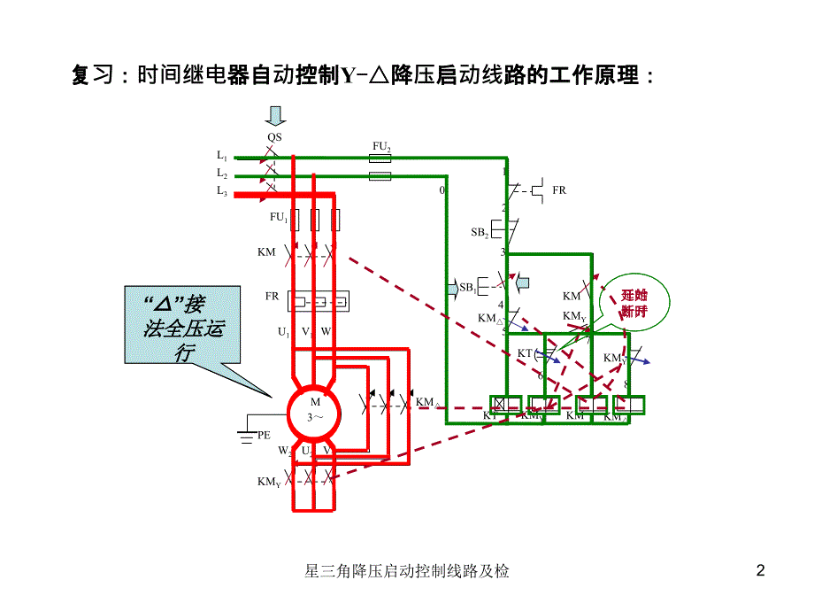 星三角降压启动控制线路及检课件_第2页