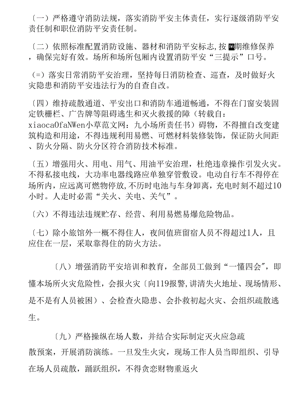 九小场所责任书_第2页