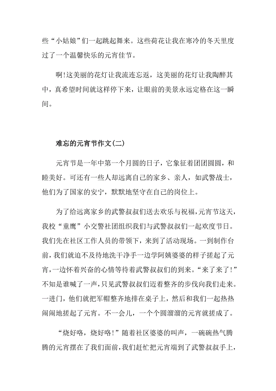 难忘的元宵节300字小学生难忘的元宵节作文范文大全5篇_第2页