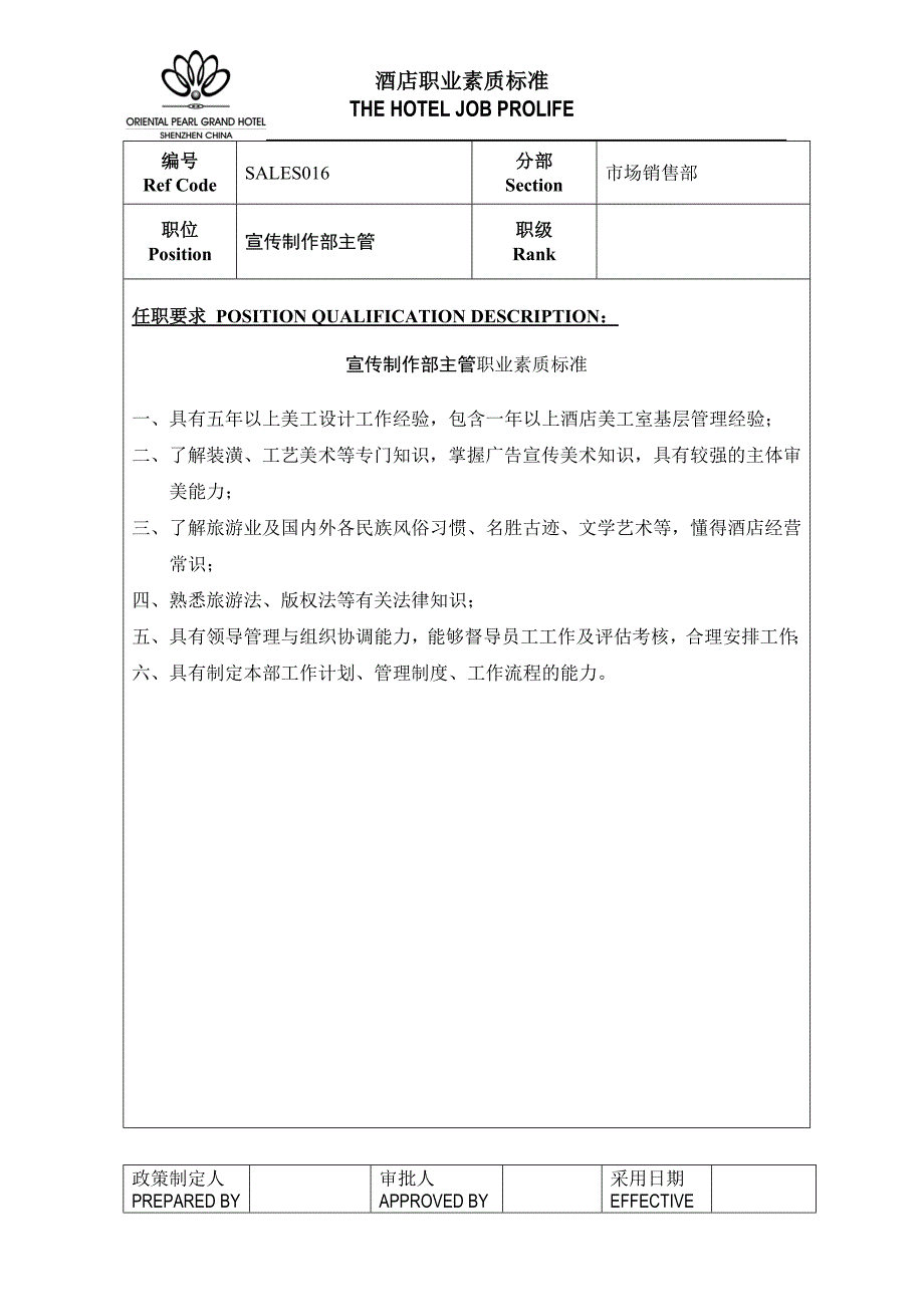 销售部人员职业素质标准_第1页