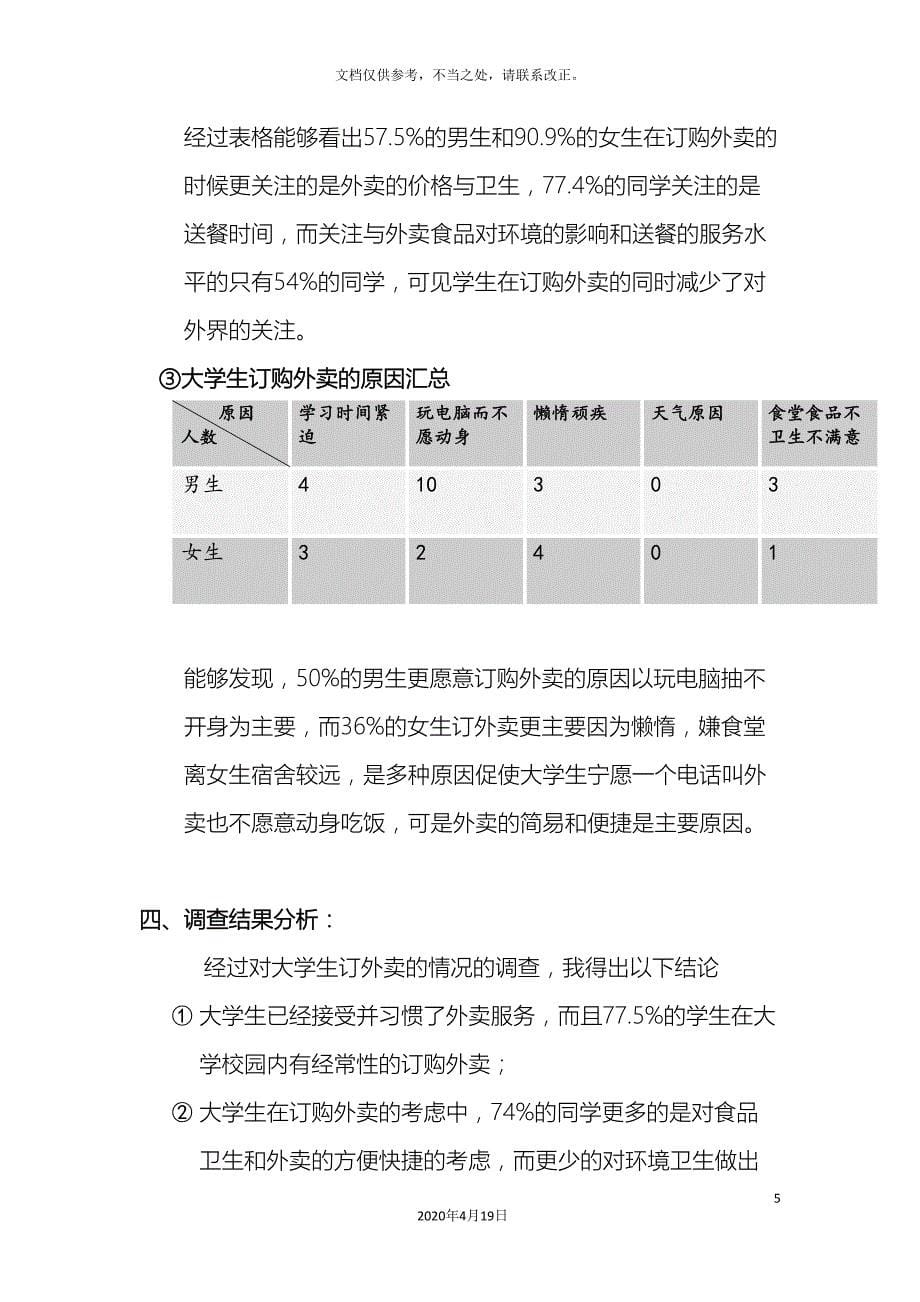 关于大学生订购外卖的调查报告_第5页