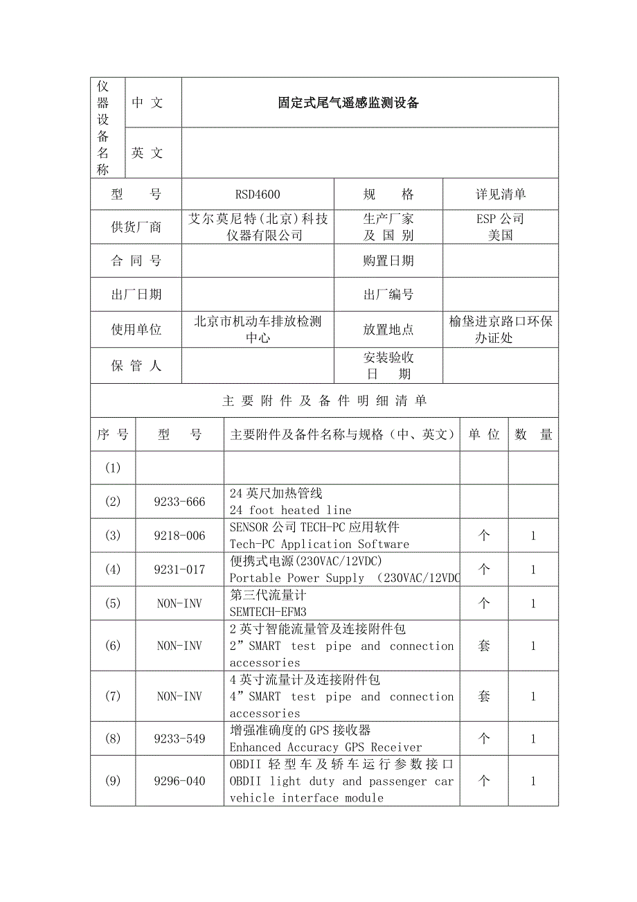 科技发展有限公司仪器设备验收报告榆垡固定式遥感监测设备验收报告书_第2页