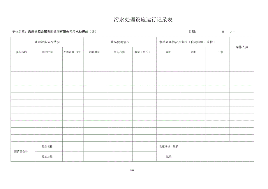 污水处理运行记录表2_第2页
