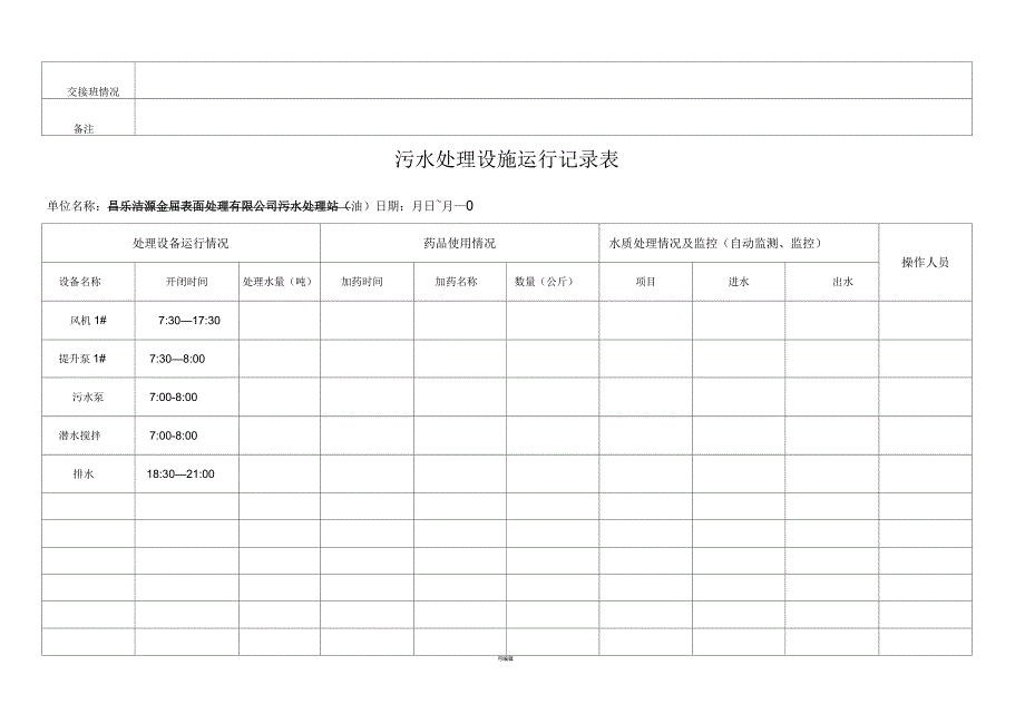 污水处理运行记录表2_第3页