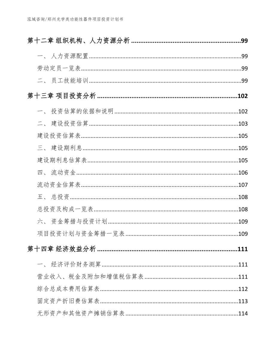 郑州光学类功能性器件项目投资计划书（范文模板）_第5页