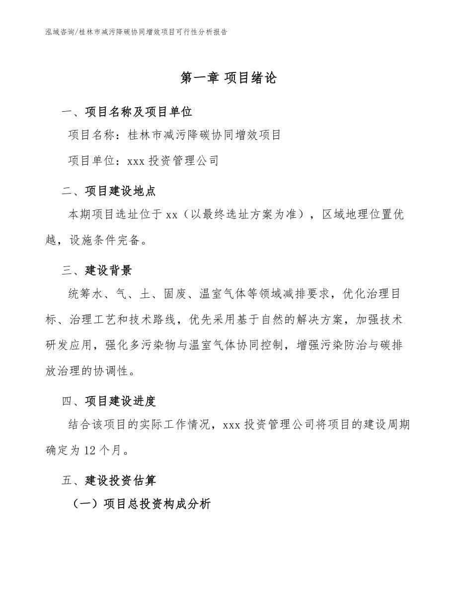 桂林市减污降碳协同增效项目可行性分析报告_参考模板_第5页