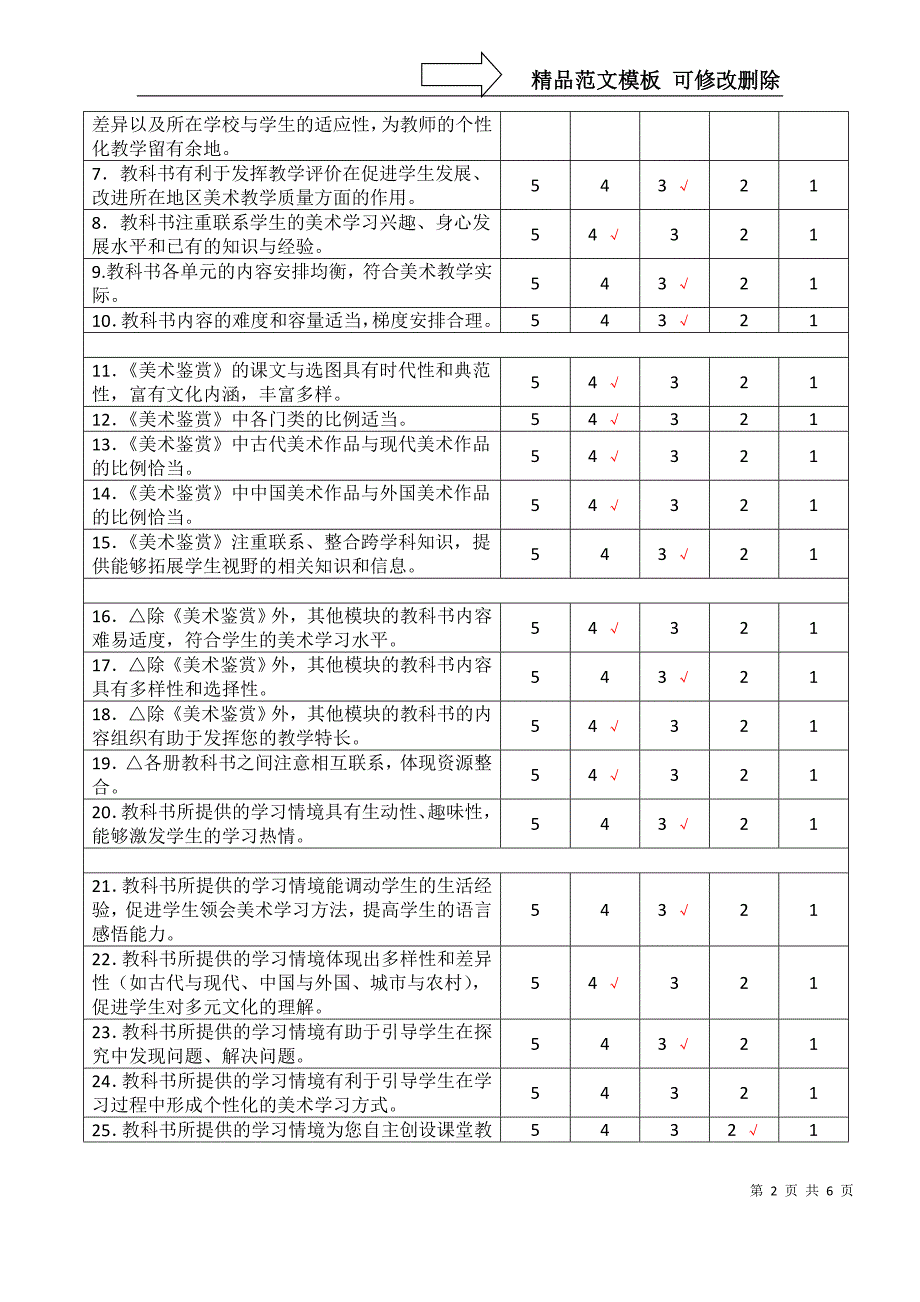 高中美术课程标准实验教科书使用情况调查问卷(姓名)_第2页