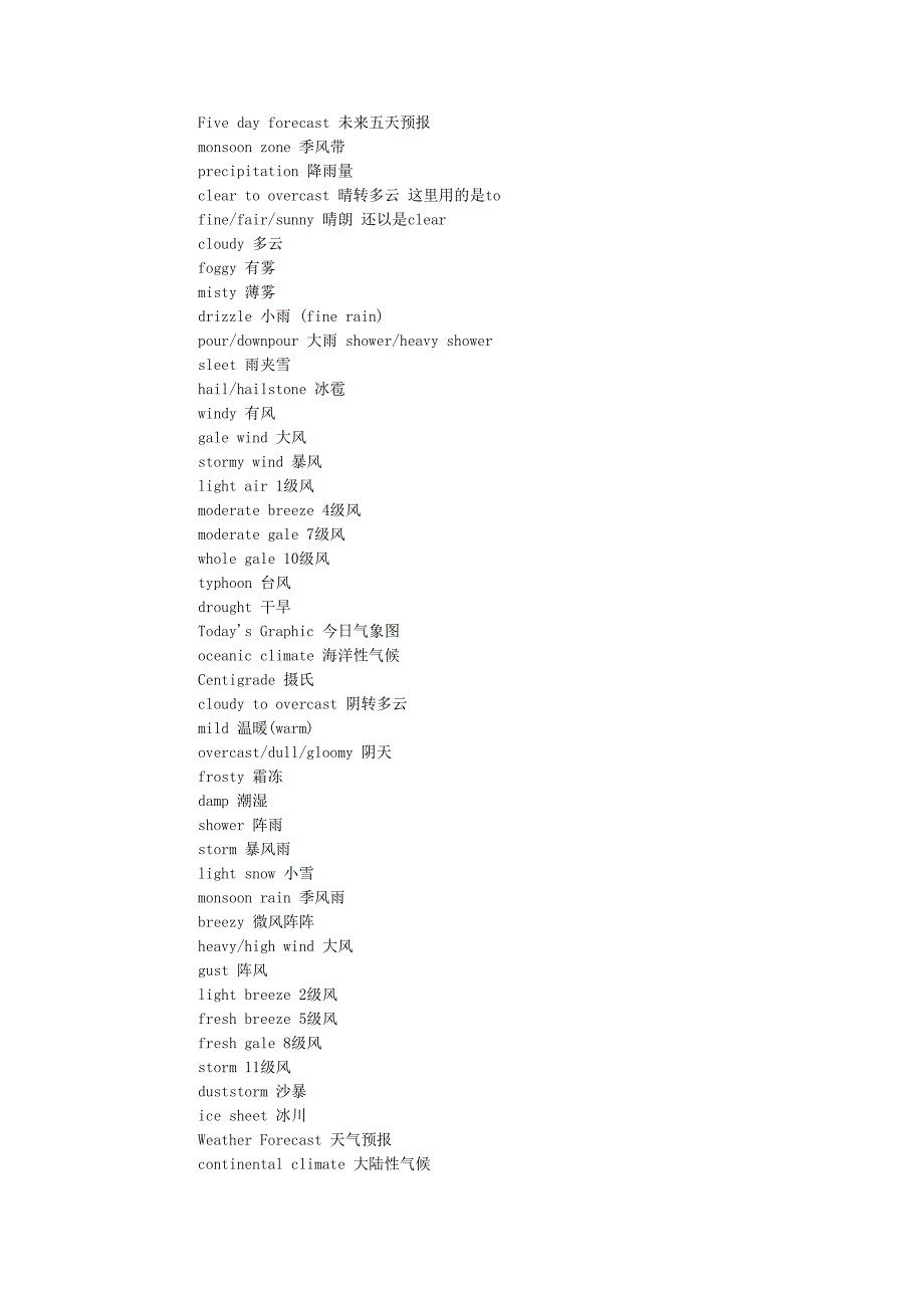 气候相关英语单词及词组_第2页
