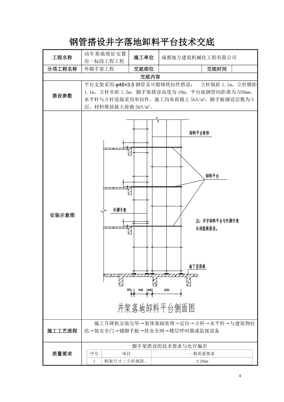 井架落地卸料平台技术交底_第4页