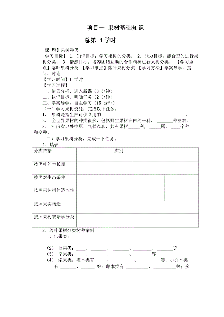 学案项目一果树基础知识_第1页