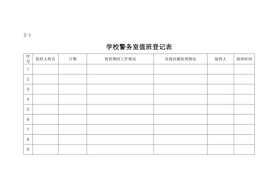 学校警务室相关表册_第1页