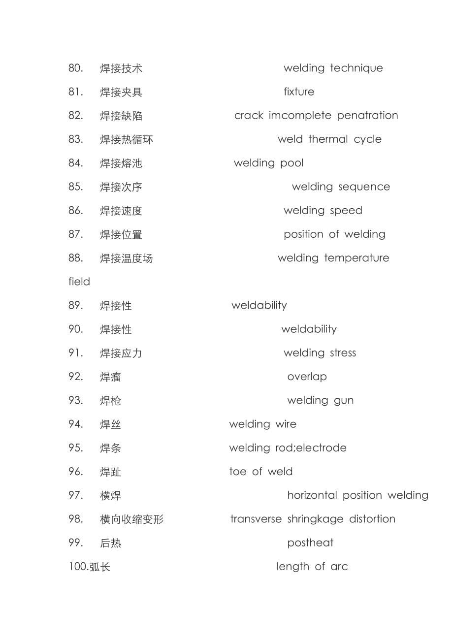 焊接专业英语词汇学习汇总_第5页