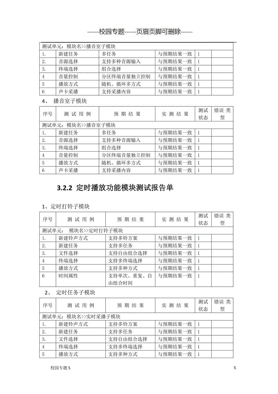 校园广播系统系统测试报告#学校相关_第5页