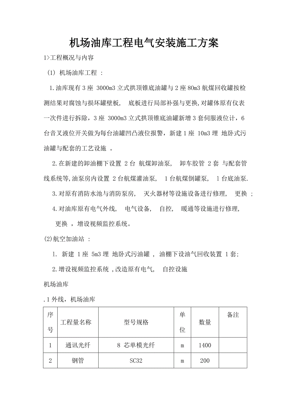 机场油库工程电气安装施工方案_第1页