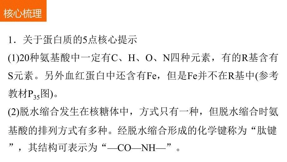 高考生物二轮复习 考前三个月 专题1 细胞的分子组成和结构 考点1 理清组成细胞的四大类有机物及相关计算课件_第5页