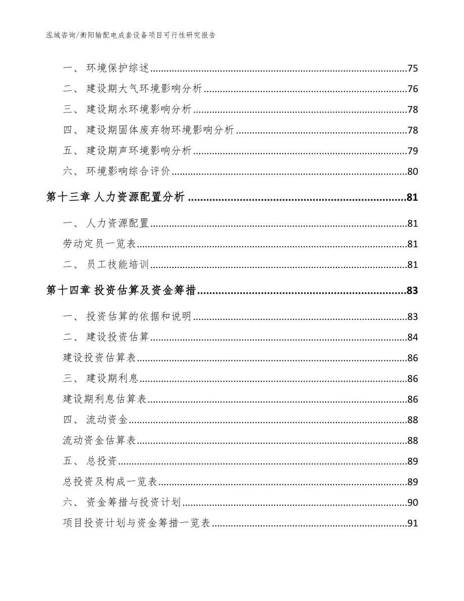 衡阳输配电成套设备项目可行性研究报告【范文】_第5页