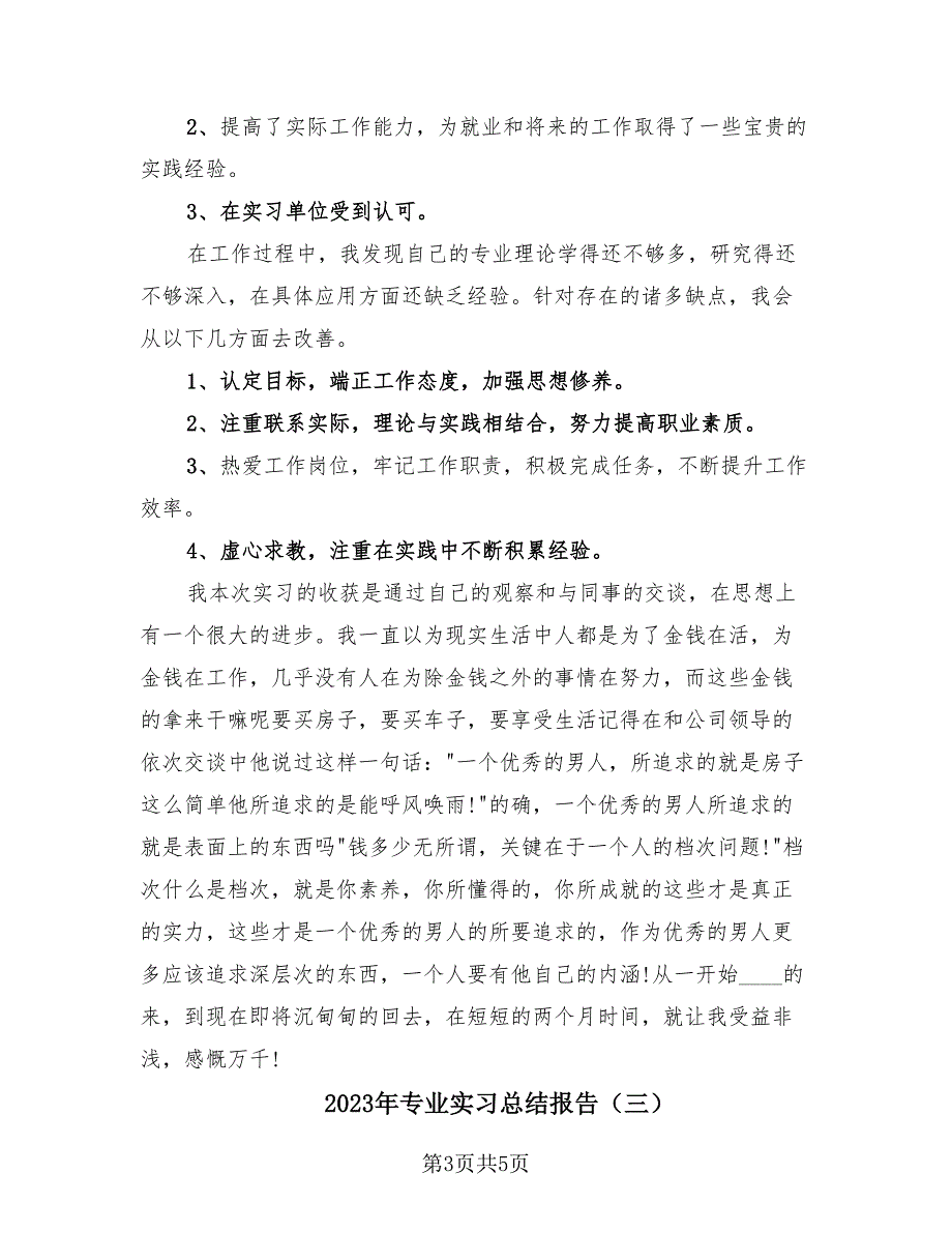 2023年专业实习总结报告（3篇）.doc_第3页