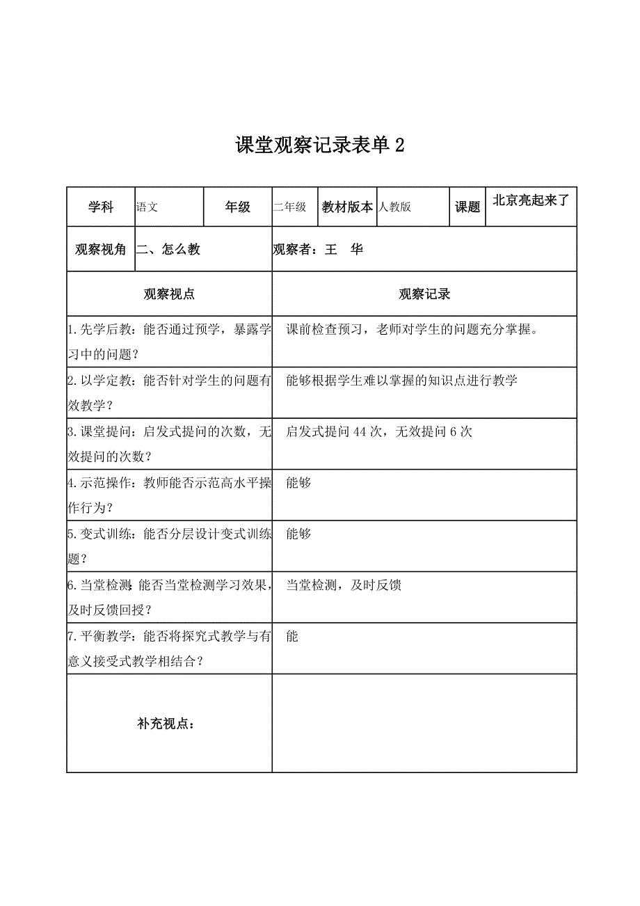 王华课堂观察记录表单_第2页