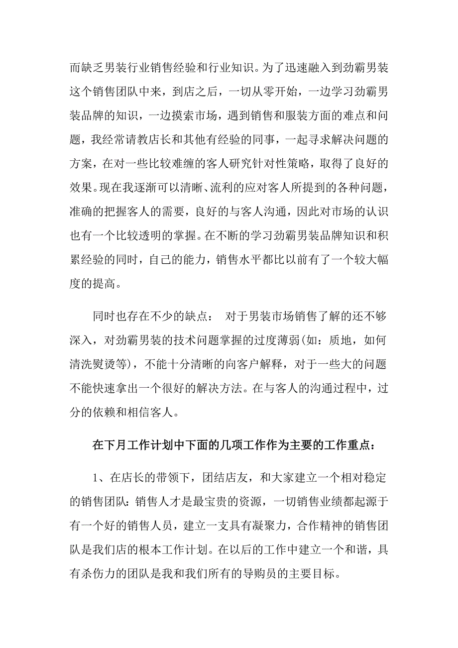 月度销售的工作计划合集七篇_第3页