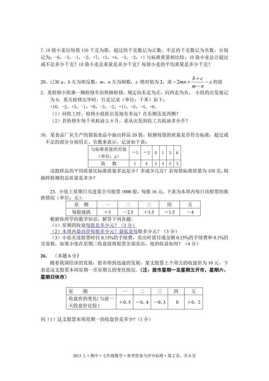 (嘉庚)2014年初一期中考数学复习资料_第2页