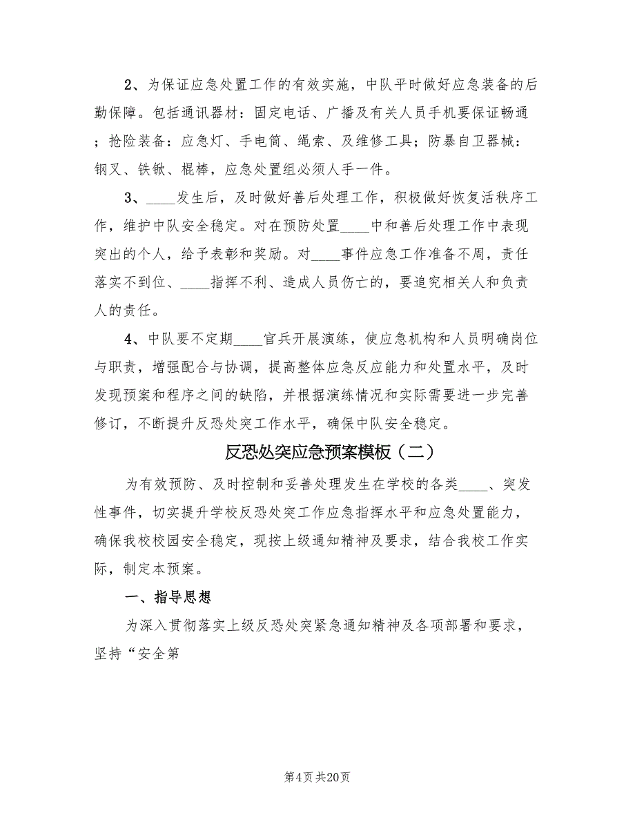 反恐处突应急预案模板（七篇）_第4页