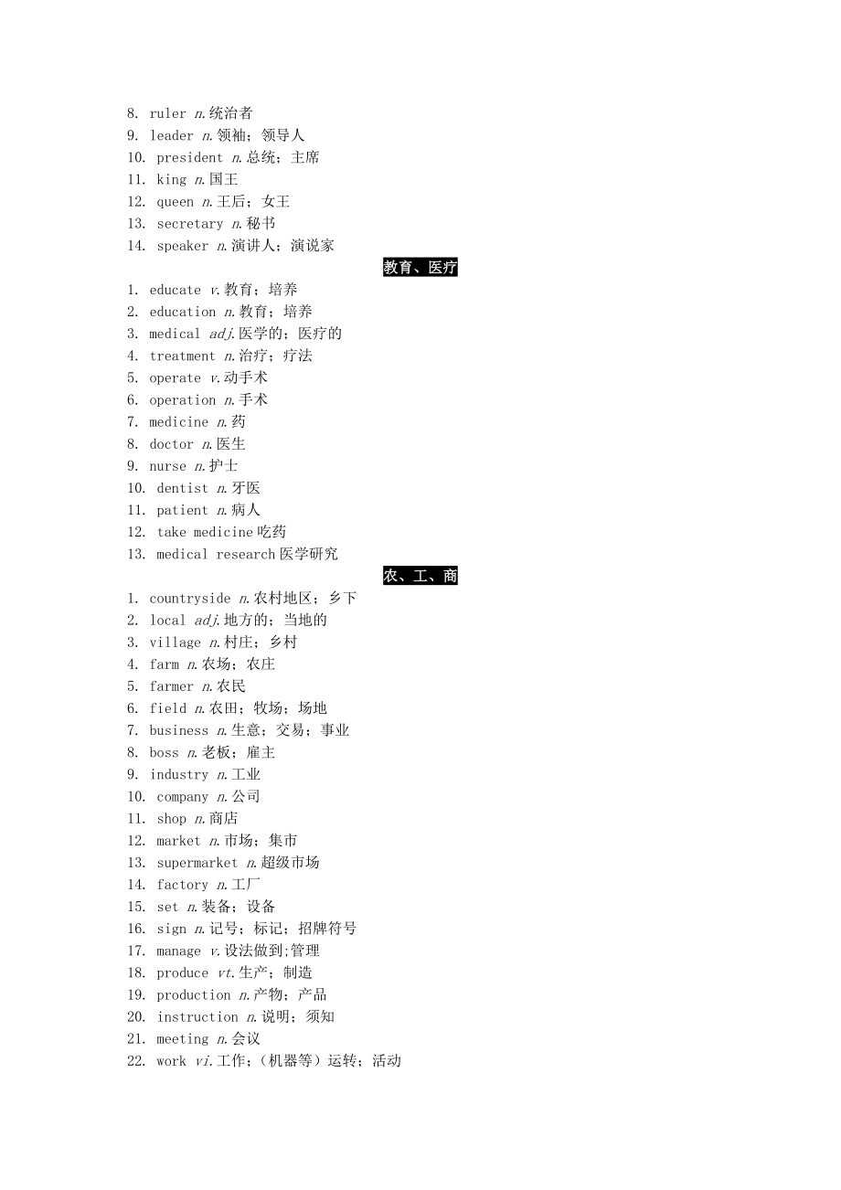 中考英语总复习知识清单28天话题词汇分类速记表_第3页