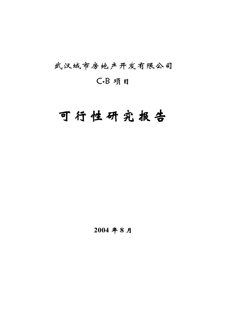 武汉城市房地产公司某项目可行性研究报告_第1页