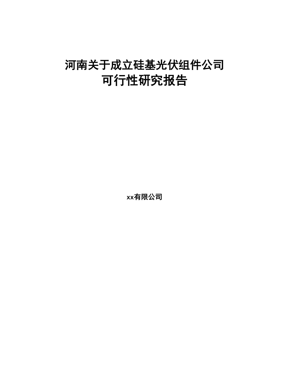 河南关于成立硅基光伏组件公司可行性研究报告(DOC 96页)