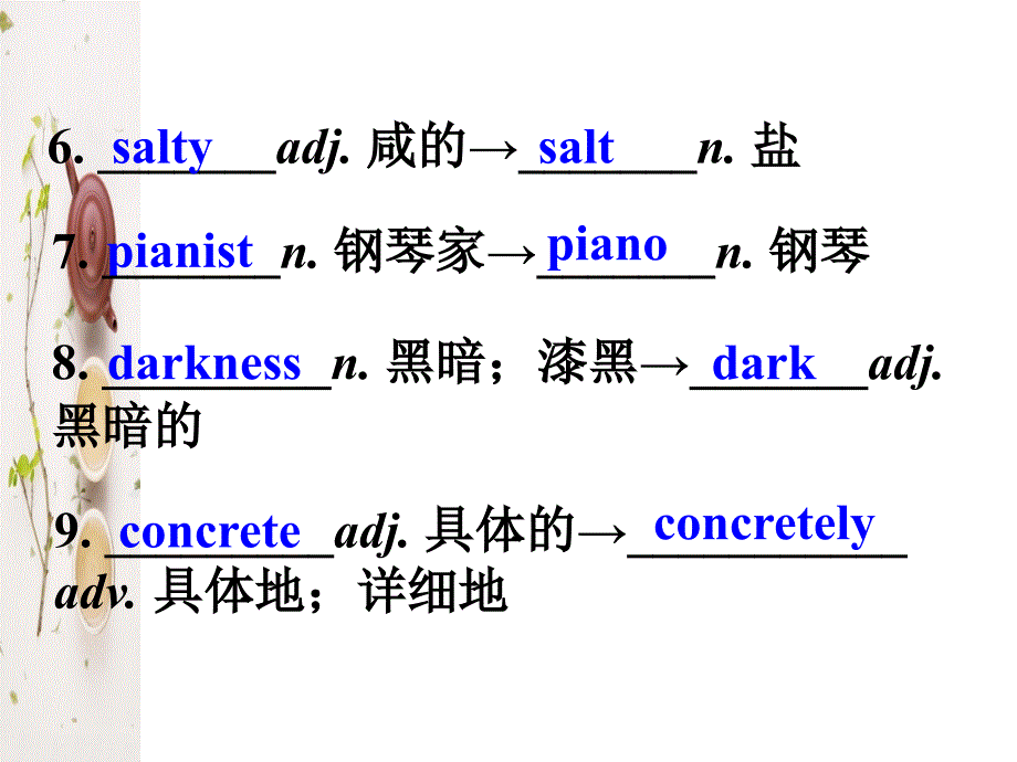 人教版选修六1单元Poem单词复习讲课稿_第4页