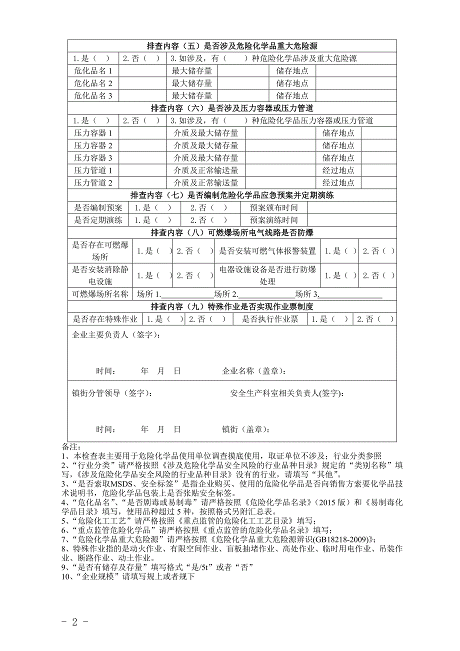 危险化学品使用企业登记表_第2页