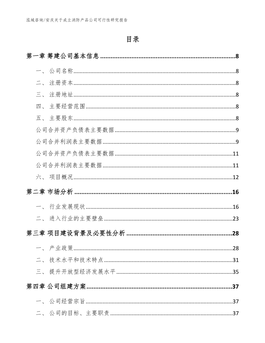 安庆关于成立消防产品公司可行性研究报告_范文参考_第2页