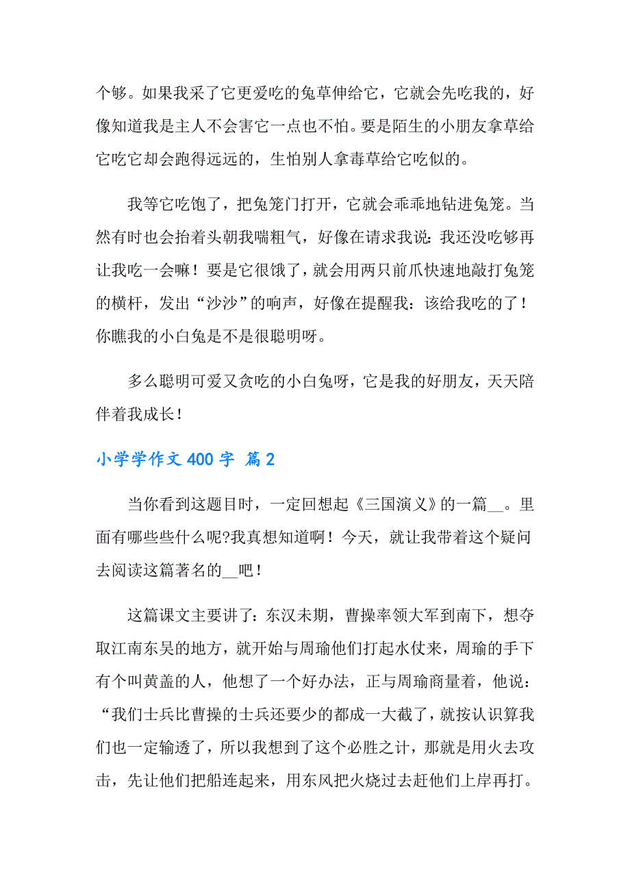 【实用模板】2022年小学学作文400字集锦5篇_第2页