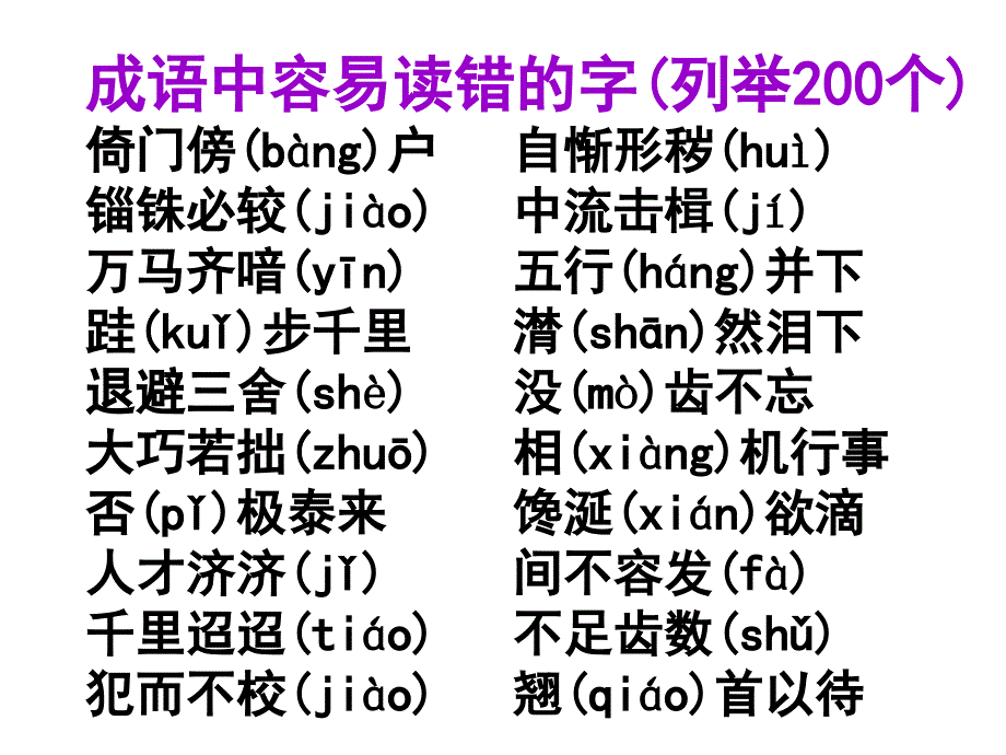 高考语文一轮复习-字音成语中容易读错的字.ppt_第1页