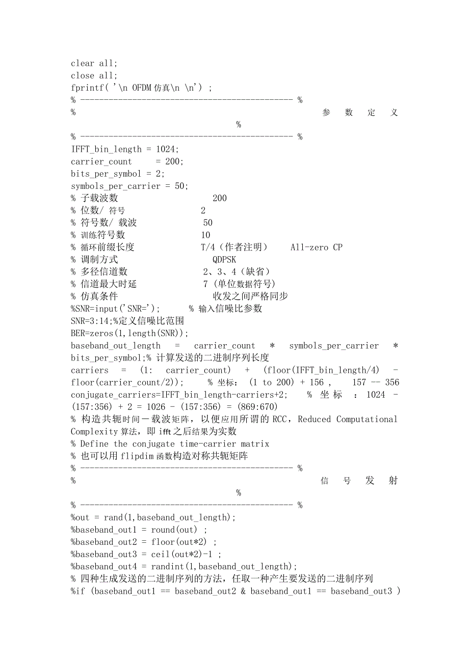 Matlab简单的OFDM仿真信道估计有BER曲线_第1页