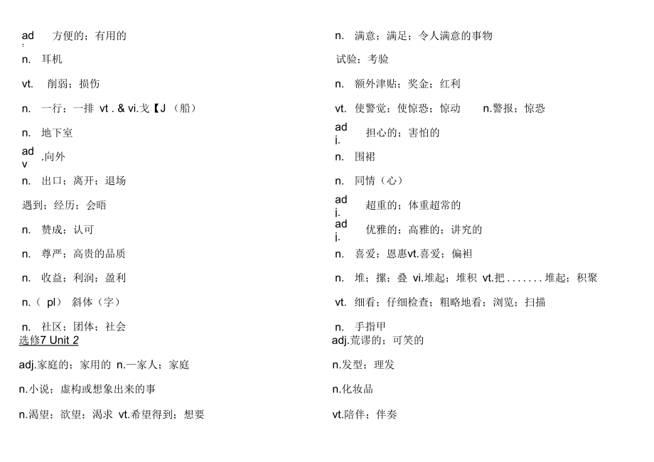 人教版选修七和选修八英语单词表默写和课件DOC_第4页