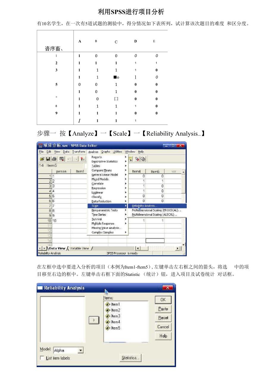 利用SPSS进行项目和整体分析_第1页