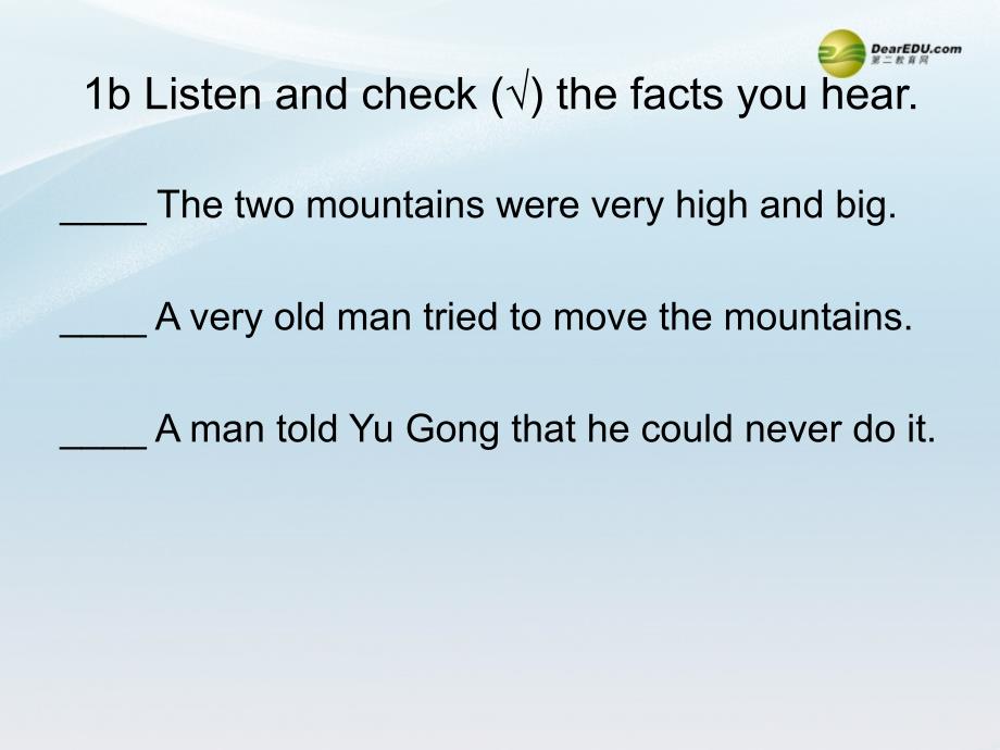 八年级英语下册《Unit 6 An old man tried to move the mountains》Section A 1a-2d名师课件 （新版）人教新目标版_第3页