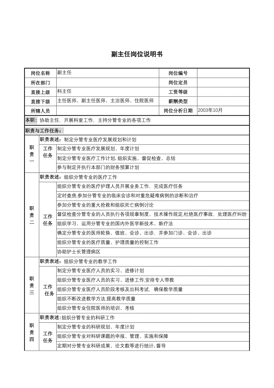 湖北新华医院副主任岗位说明书_第1页