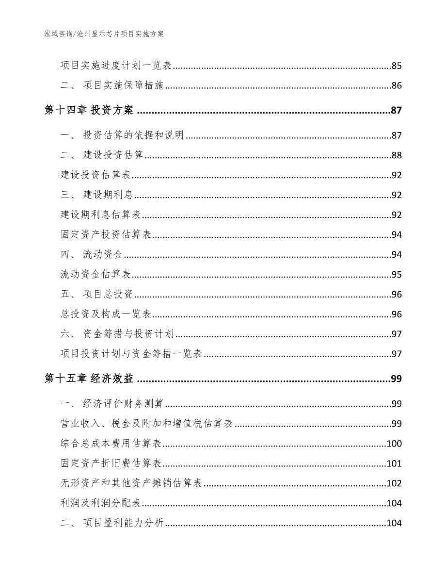 沧州显示芯片项目实施方案_参考范文_第5页