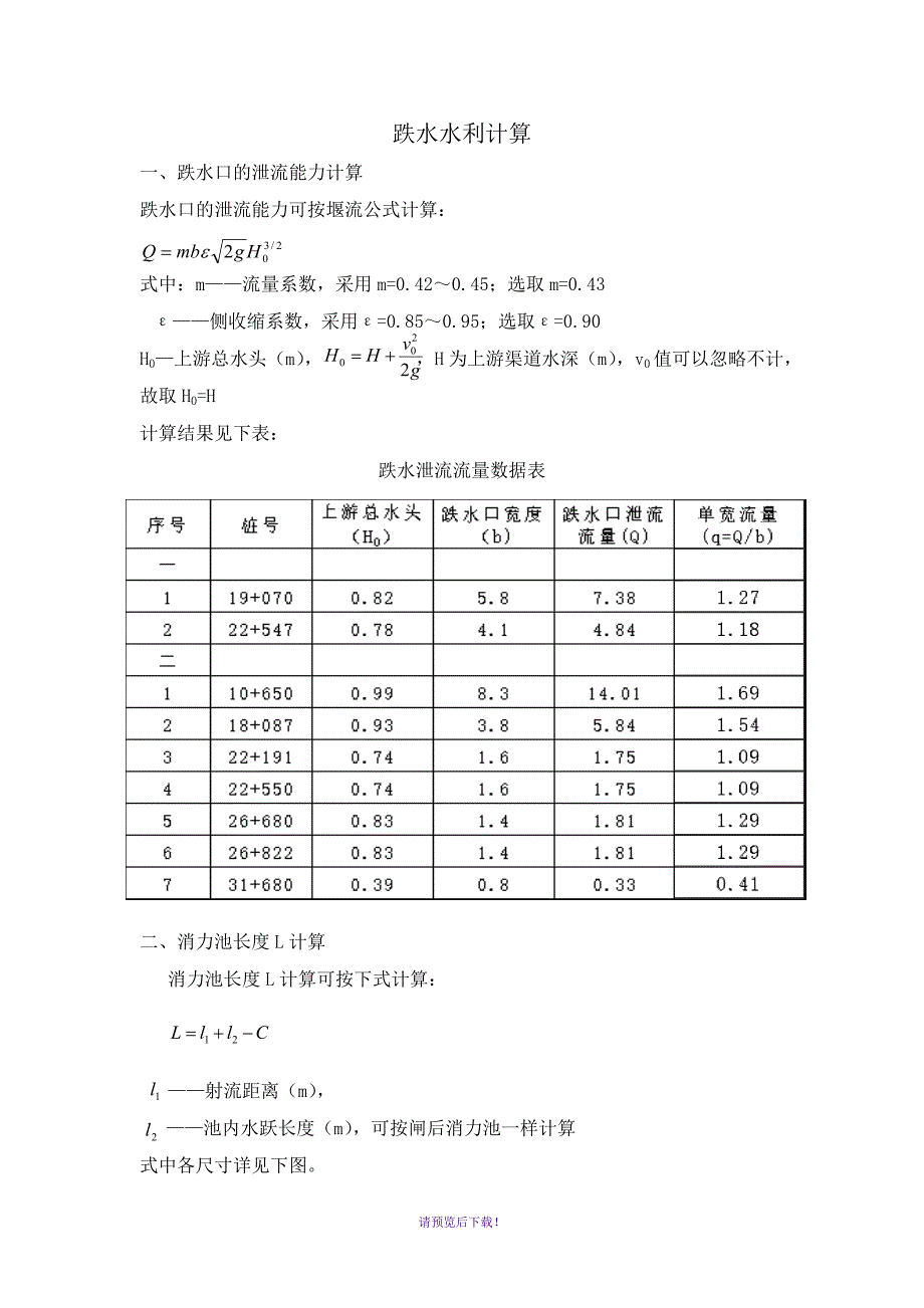 跌水水利计算_第1页