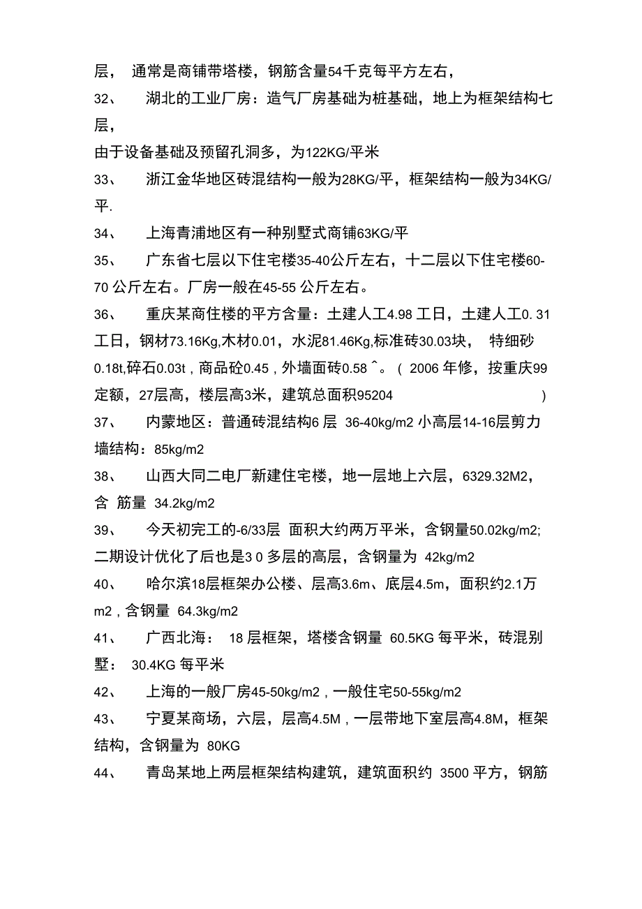 万科各地房地产项目的含钢量_第4页