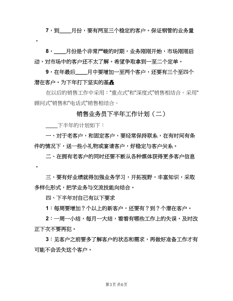 销售业务员下半年工作计划（3篇）.doc_第3页