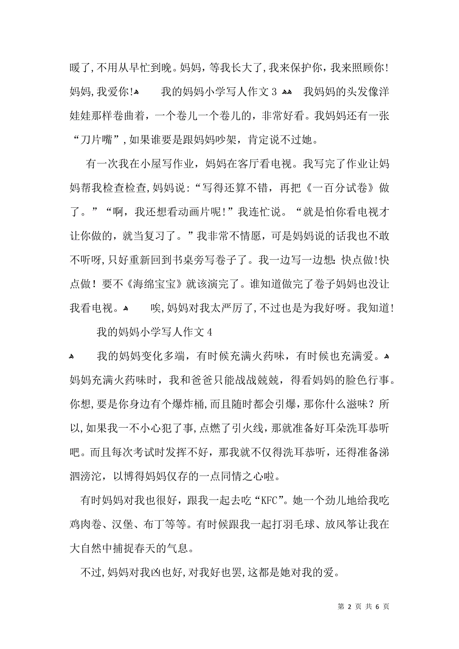 我的妈妈小学写人作文12篇_第2页