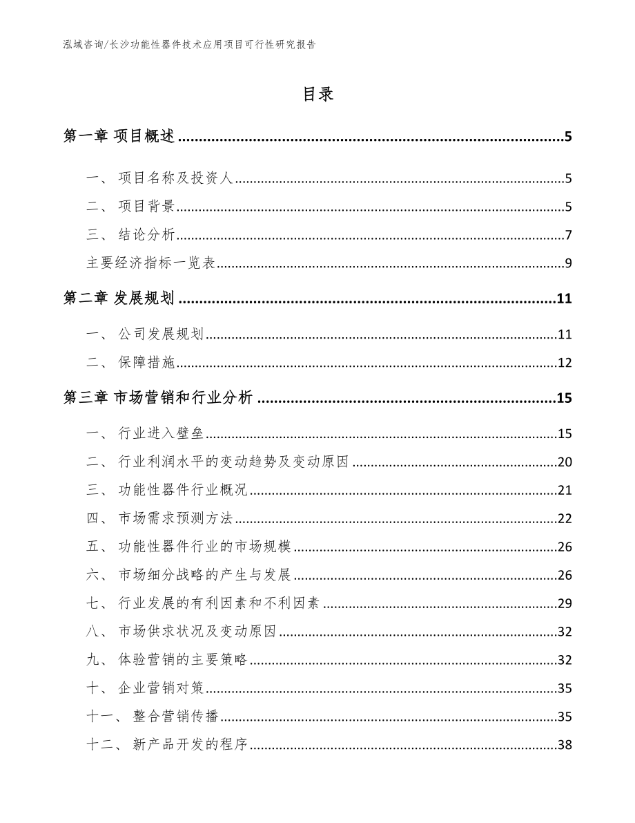 长沙功能性器件技术应用项目可行性研究报告（范文）_第1页