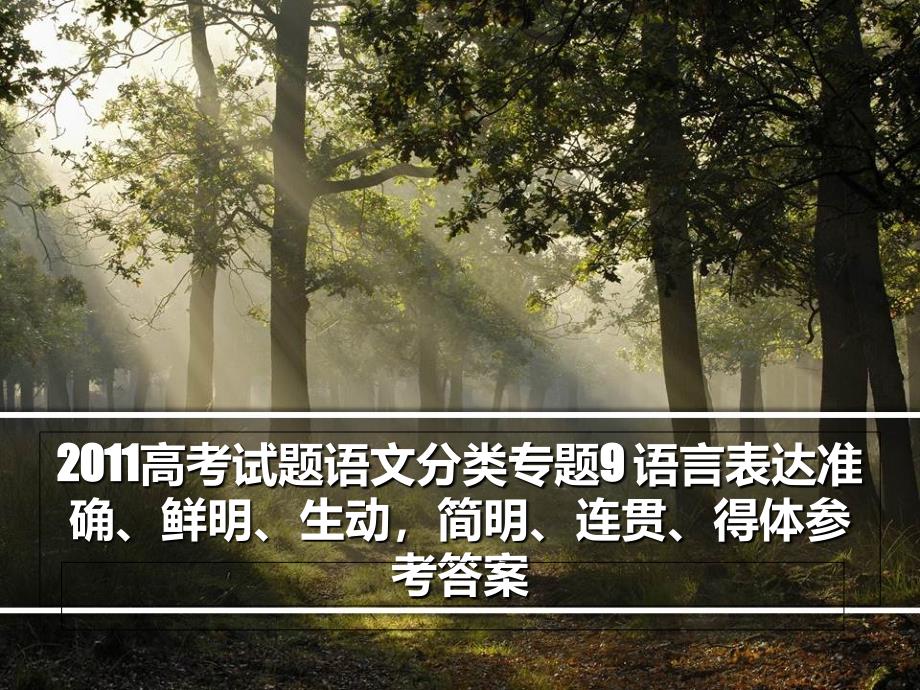 高考试题语文分类专题语言表达准确、鲜明、生动,简明、连贯、得体参考答案课件_第1页