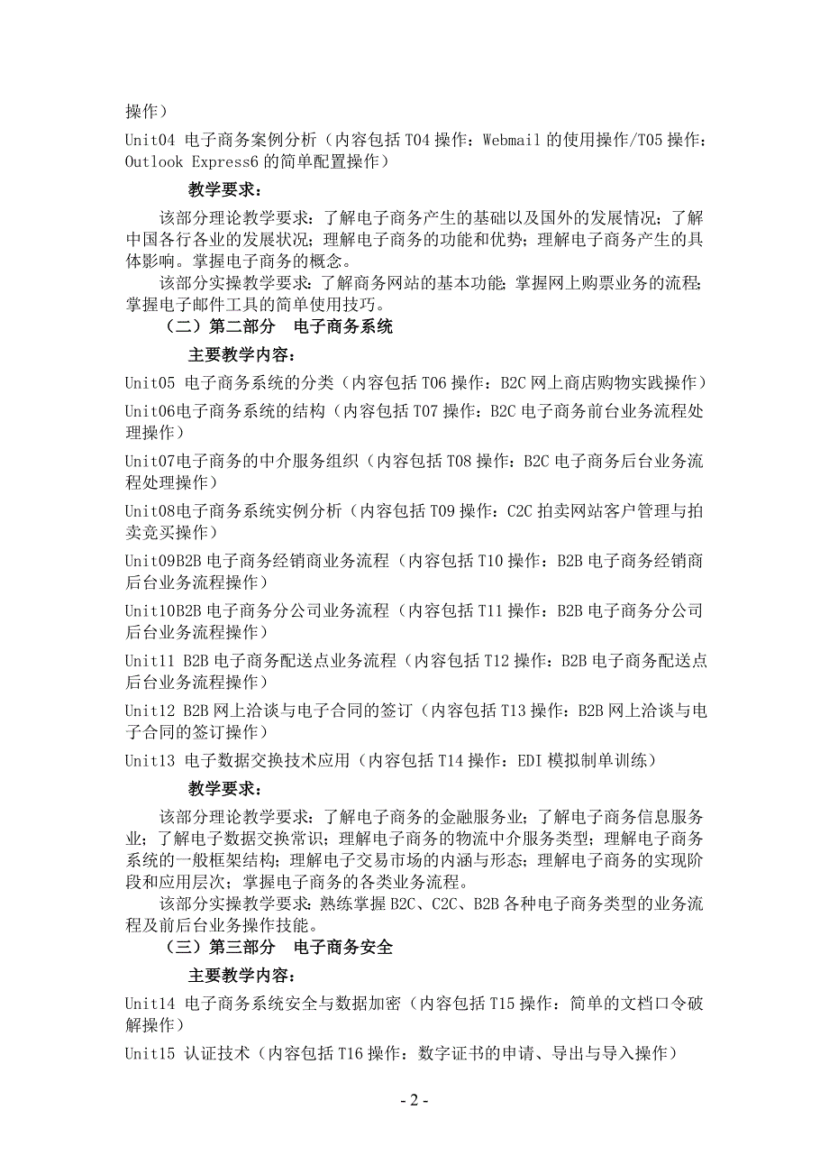 电子商务基础课程教学大纲_第2页