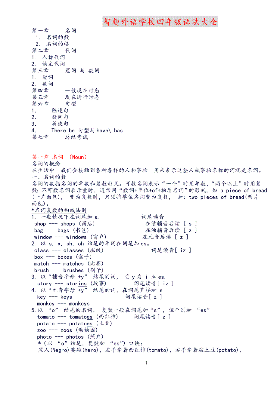 小学四年级英语语法.doc_第1页