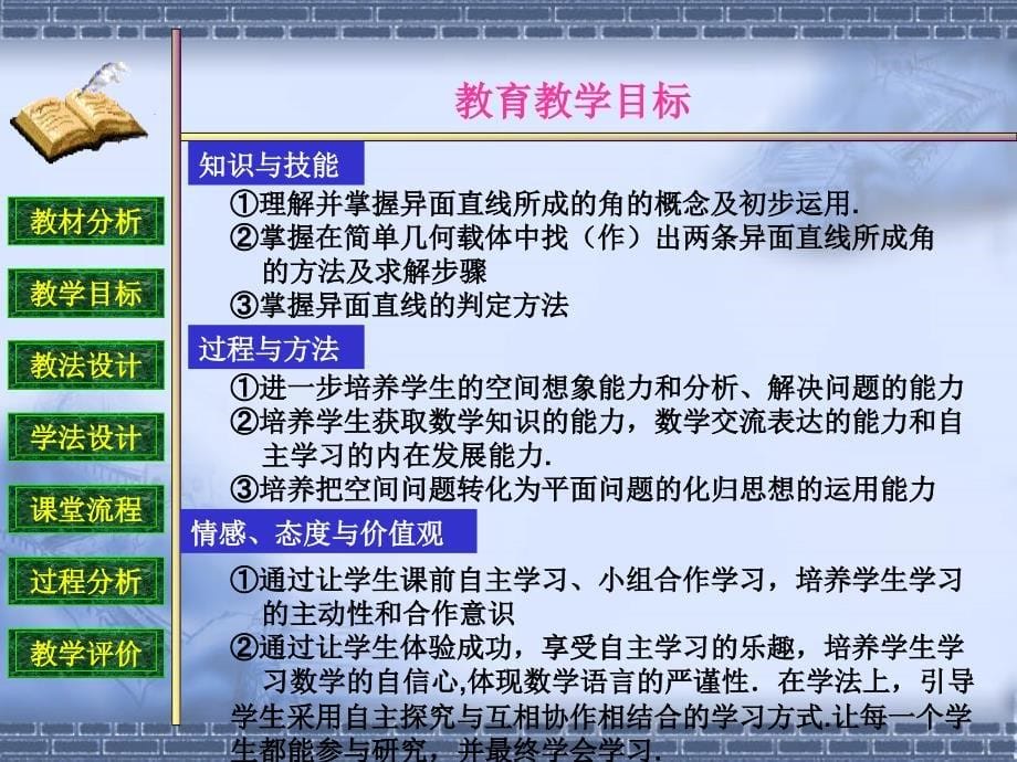 人教版高中数学《异面直线所成的角》说课_第5页