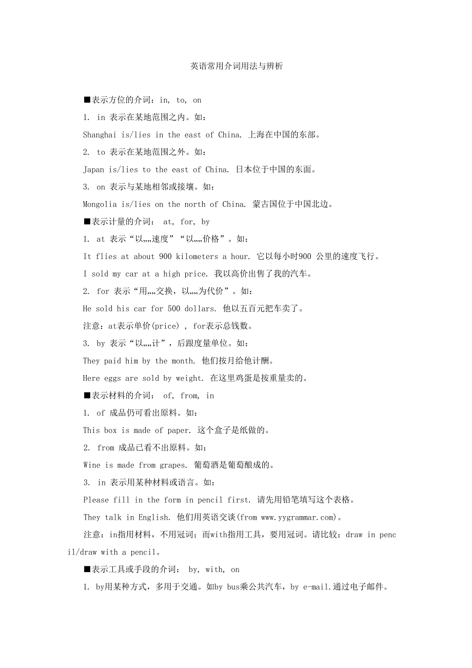 常用介词用法辨析_第1页